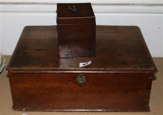 Oak bible box & tea caddy